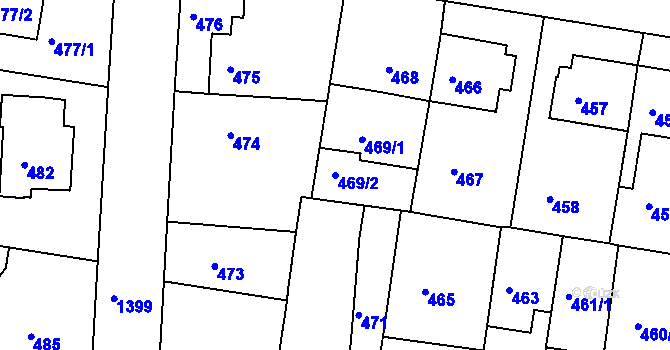Parcela st. 469/2 v KÚ Řepy, Katastrální mapa