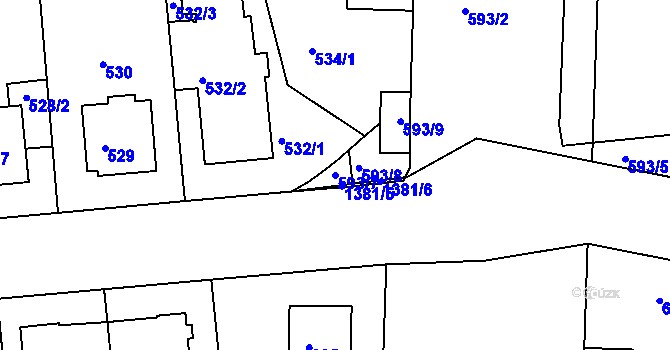 Parcela st. 593/7 v KÚ Řepy, Katastrální mapa