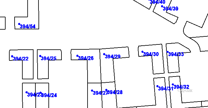 Parcela st. 394/29 v KÚ Řepy, Katastrální mapa