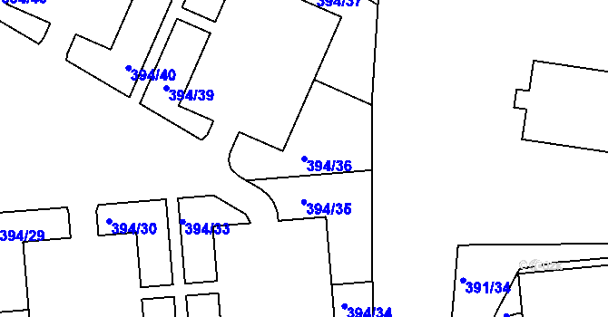 Parcela st. 394/36 v KÚ Řepy, Katastrální mapa