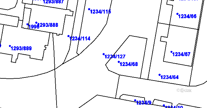 Parcela st. 1234/127 v KÚ Řepy, Katastrální mapa