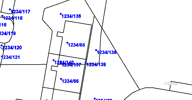Parcela st. 1234/138 v KÚ Řepy, Katastrální mapa