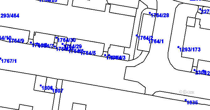 Parcela st. 1764/4 v KÚ Řepy, Katastrální mapa