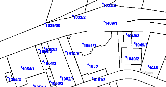Parcela st. 1051/1 v KÚ Řepy, Katastrální mapa