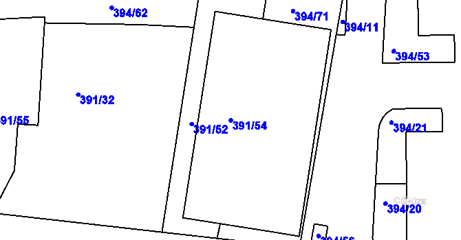 Parcela st. 391/54 v KÚ Řepy, Katastrální mapa