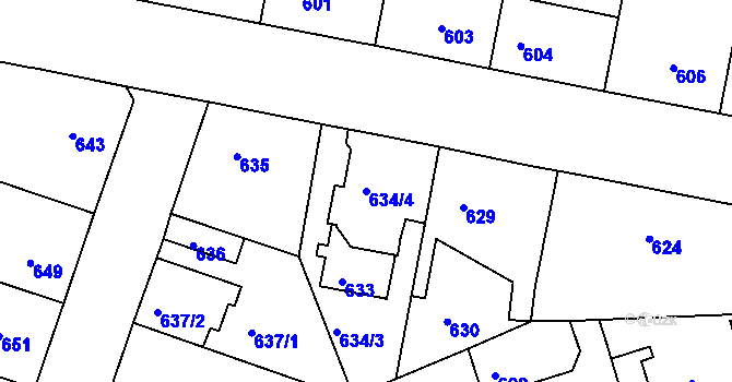 Parcela st. 634/4 v KÚ Řepy, Katastrální mapa