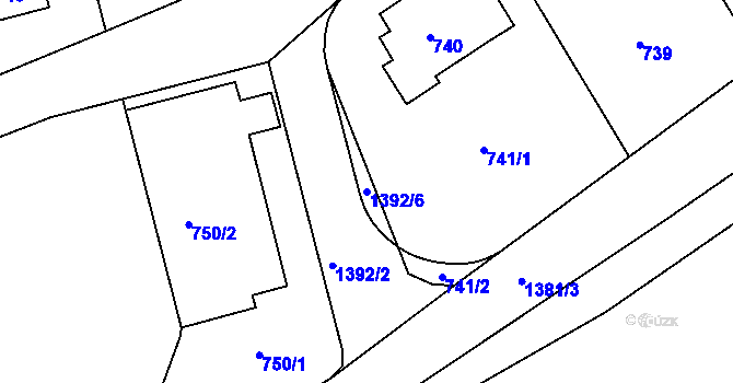 Parcela st. 1392/6 v KÚ Řepy, Katastrální mapa