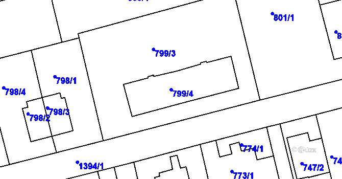 Parcela st. 799/4 v KÚ Řepy, Katastrální mapa