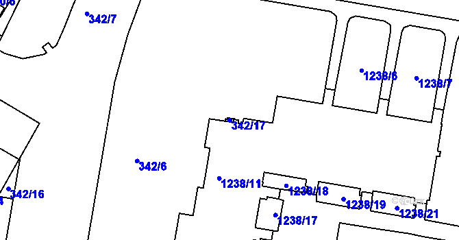 Parcela st. 342/17 v KÚ Řepy, Katastrální mapa