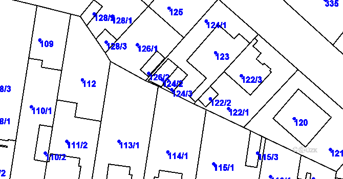 Parcela st. 124/3 v KÚ Řepy, Katastrální mapa