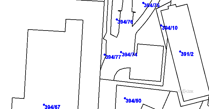Parcela st. 394/77 v KÚ Řepy, Katastrální mapa