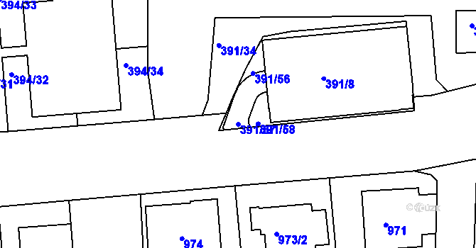 Parcela st. 391/57 v KÚ Řepy, Katastrální mapa