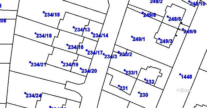 Parcela st. 234/3 v KÚ Řepy, Katastrální mapa