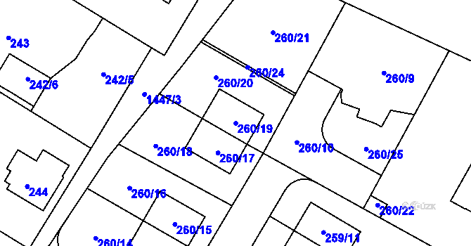 Parcela st. 260/19 v KÚ Řepy, Katastrální mapa