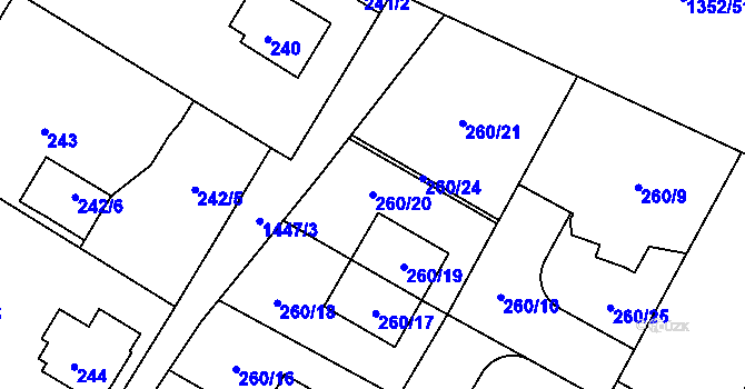 Parcela st. 260/20 v KÚ Řepy, Katastrální mapa