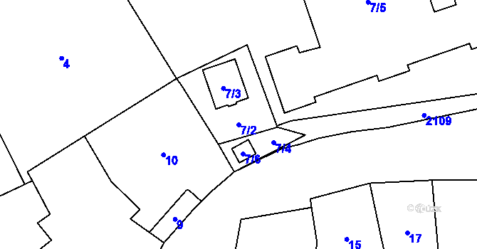 Parcela st. 7/2 v KÚ Ruzyně, Katastrální mapa