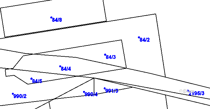 Parcela st. 84/3 v KÚ Ruzyně, Katastrální mapa