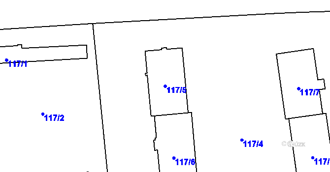 Parcela st. 117/5 v KÚ Ruzyně, Katastrální mapa