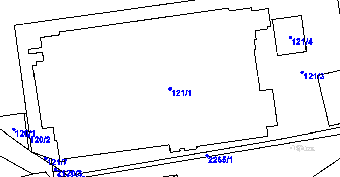 Parcela st. 121/1 v KÚ Ruzyně, Katastrální mapa