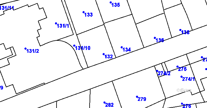 Parcela st. 132 v KÚ Ruzyně, Katastrální mapa
