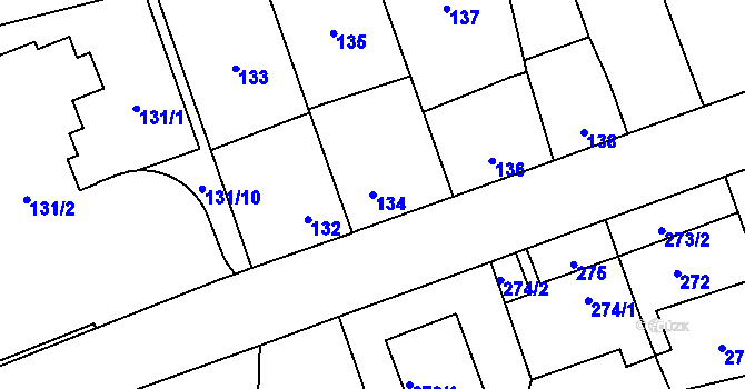 Parcela st. 134 v KÚ Ruzyně, Katastrální mapa