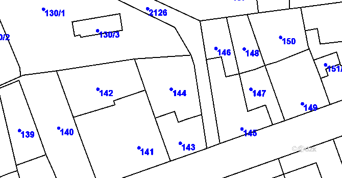 Parcela st. 144 v KÚ Ruzyně, Katastrální mapa
