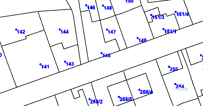 Parcela st. 145 v KÚ Ruzyně, Katastrální mapa