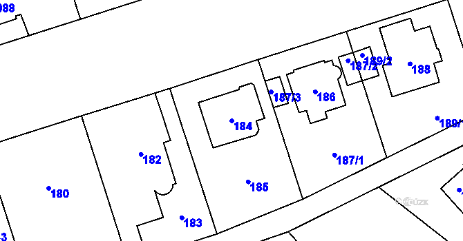 Parcela st. 184 v KÚ Ruzyně, Katastrální mapa