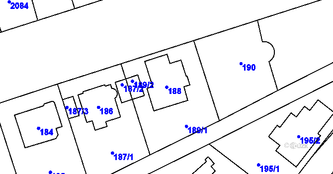 Parcela st. 188 v KÚ Ruzyně, Katastrální mapa