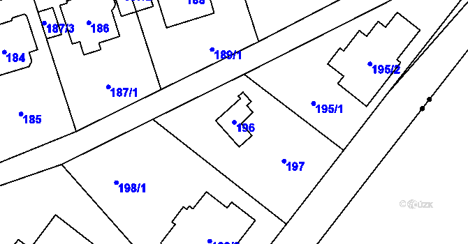 Parcela st. 196 v KÚ Ruzyně, Katastrální mapa