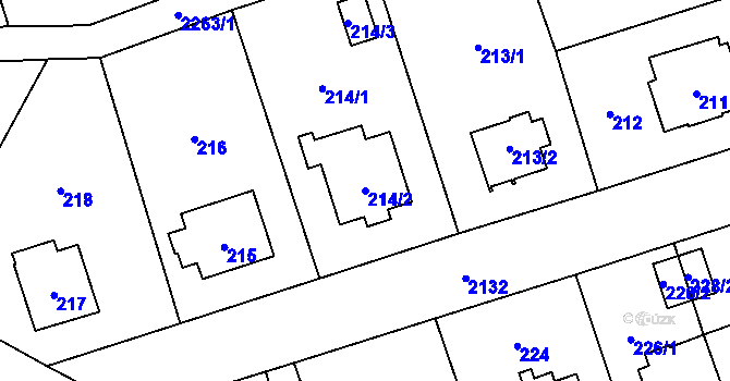 Parcela st. 214/2 v KÚ Ruzyně, Katastrální mapa