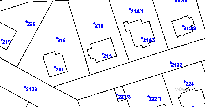 Parcela st. 215 v KÚ Ruzyně, Katastrální mapa