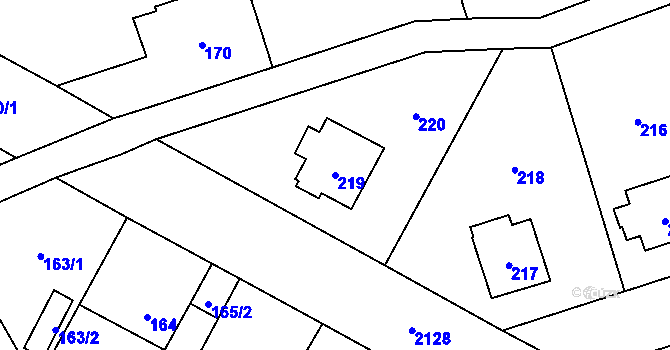 Parcela st. 219 v KÚ Ruzyně, Katastrální mapa