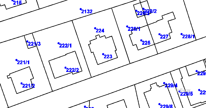 Parcela st. 223 v KÚ Ruzyně, Katastrální mapa