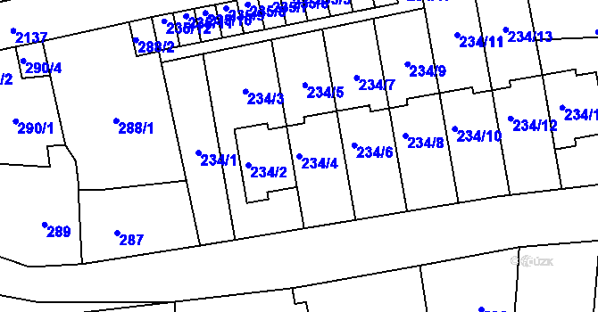 Parcela st. 234/4 v KÚ Ruzyně, Katastrální mapa