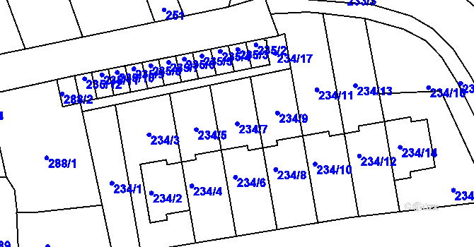Parcela st. 234/7 v KÚ Ruzyně, Katastrální mapa