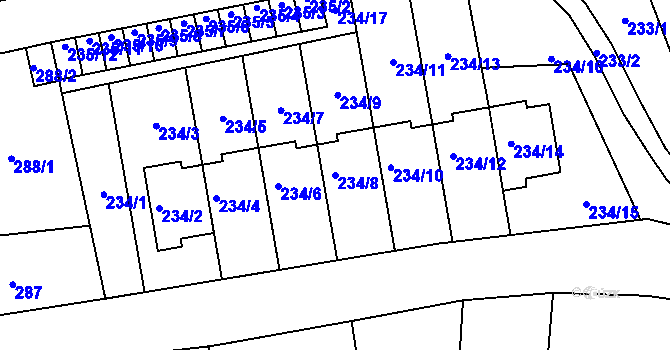 Parcela st. 234/8 v KÚ Ruzyně, Katastrální mapa