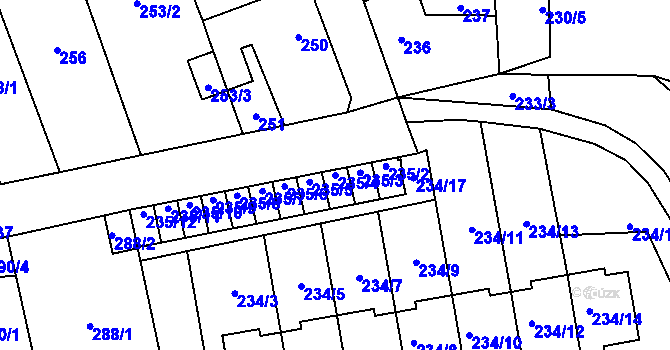 Parcela st. 235/4 v KÚ Ruzyně, Katastrální mapa
