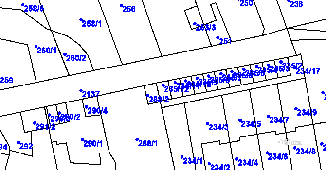 Parcela st. 235/12 v KÚ Ruzyně, Katastrální mapa