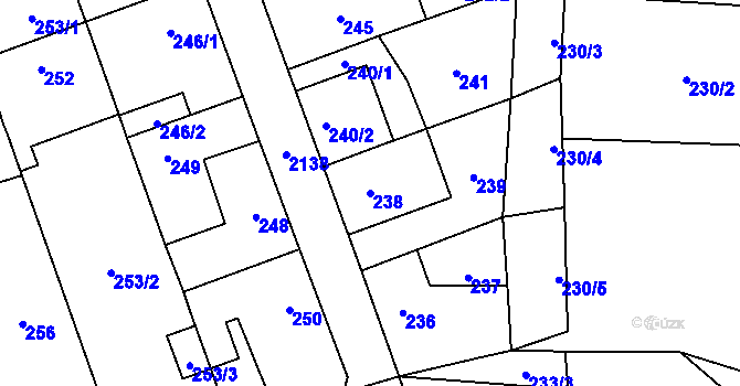 Parcela st. 238 v KÚ Ruzyně, Katastrální mapa