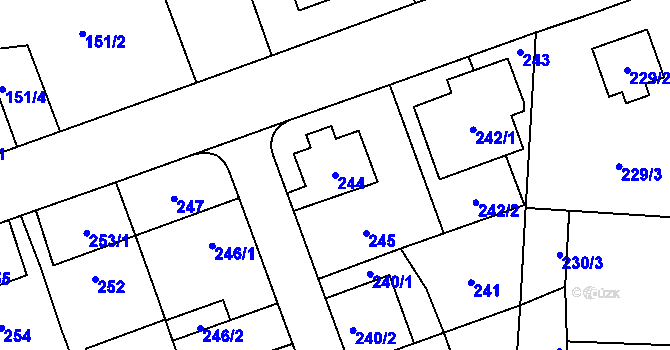 Parcela st. 244 v KÚ Ruzyně, Katastrální mapa