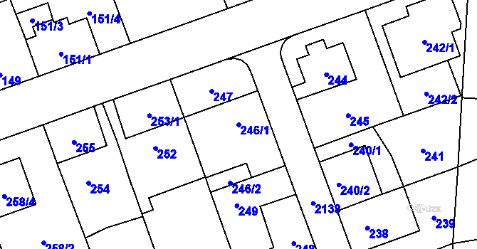 Parcela st. 246/1 v KÚ Ruzyně, Katastrální mapa