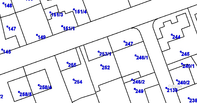 Parcela st. 253/1 v KÚ Ruzyně, Katastrální mapa