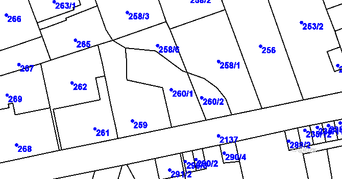 Parcela st. 260/1 v KÚ Ruzyně, Katastrální mapa