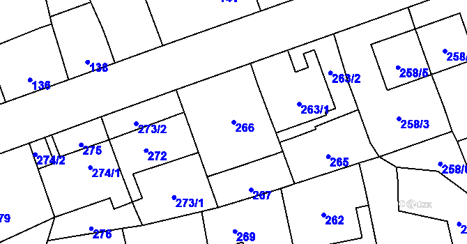 Parcela st. 266 v KÚ Ruzyně, Katastrální mapa