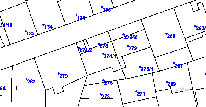 Parcela st. 274/1 v KÚ Ruzyně, Katastrální mapa