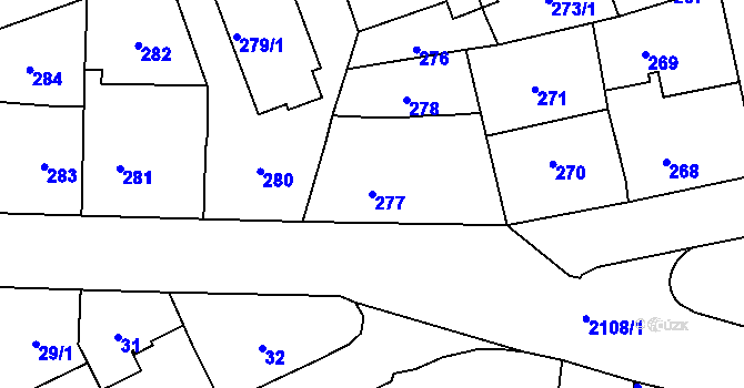 Parcela st. 277 v KÚ Ruzyně, Katastrální mapa
