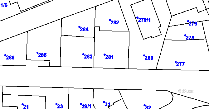 Parcela st. 281 v KÚ Ruzyně, Katastrální mapa