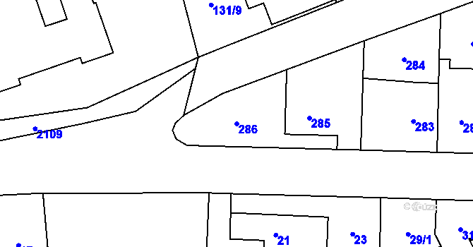Parcela st. 286 v KÚ Ruzyně, Katastrální mapa