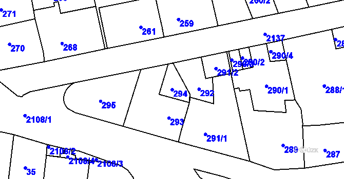 Parcela st. 294 v KÚ Ruzyně, Katastrální mapa